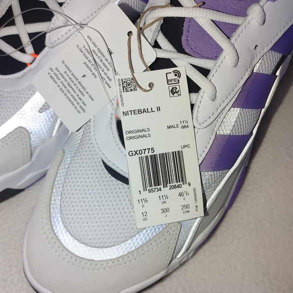 Adidas Niteball 2.0 White Purple Rush Men's Size 12 GX0775 New - Picture 7 of 7